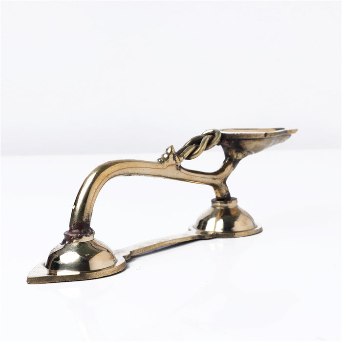 Brass Aarti  - 2.5 x 8 Inches | Aarti Diya with Handle/ One Mukh Spoon Aarti/ Brass Arti for Pooja - Kapur Aarti