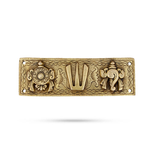 Shankh Chakra Namam Plate - 2.5 x 7.5 Inches | Brass Shank Chakra Namam Plate for Pooja - Pooja Plate & Tray