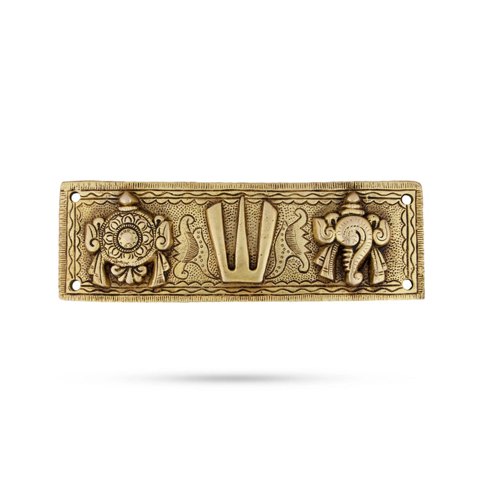 Shankh Chakra Namam Plate - 2.5 x 7.5 Inches | Brass Shank Chakra Namam Plate for Pooja - Pooja Plate & Tray