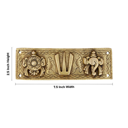 Shankh Chakra Namam Plate - 2.5 x 7.5 Inches | Brass Shank Chakra Namam Plate for Pooja - Pooja Plate & Tray