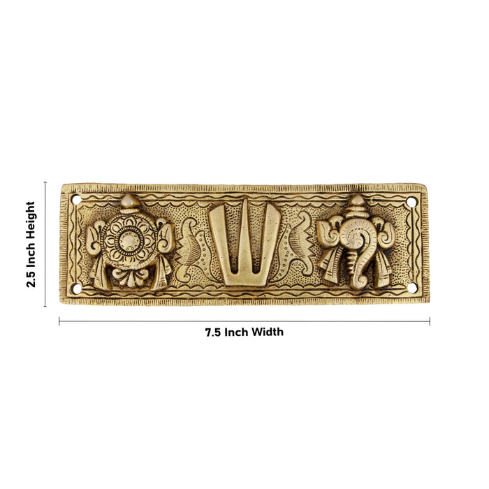Shankh Chakra Namam Plate - 2.5 x 7.5 Inches | Brass Shank Chakra Namam Plate for Pooja - Pooja Plate & Tray
