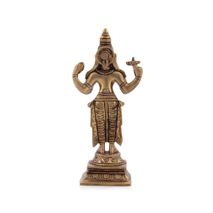 Dhanvantari Murti - 6 x 3 Inches | Antique Brass Idol/ Dhanwantari Statue for Pooja/ 640 Kgs Approx - Brass Murties