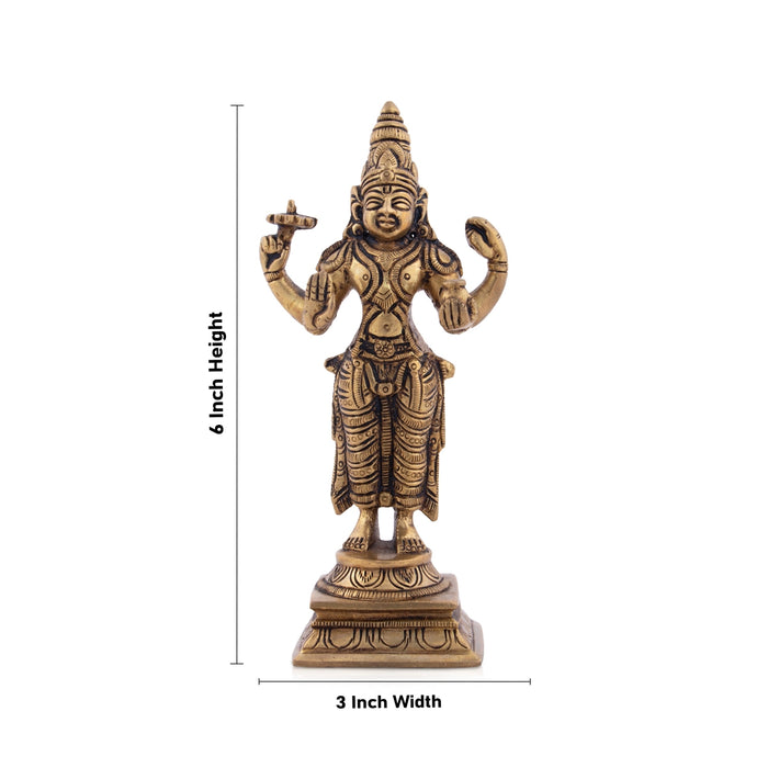 Dhanvantari Murti - 6 x 3 Inches | Antique Brass Idol/ Dhanwantari Statue for Pooja/ 640 Kgs Approx - Brass Murties