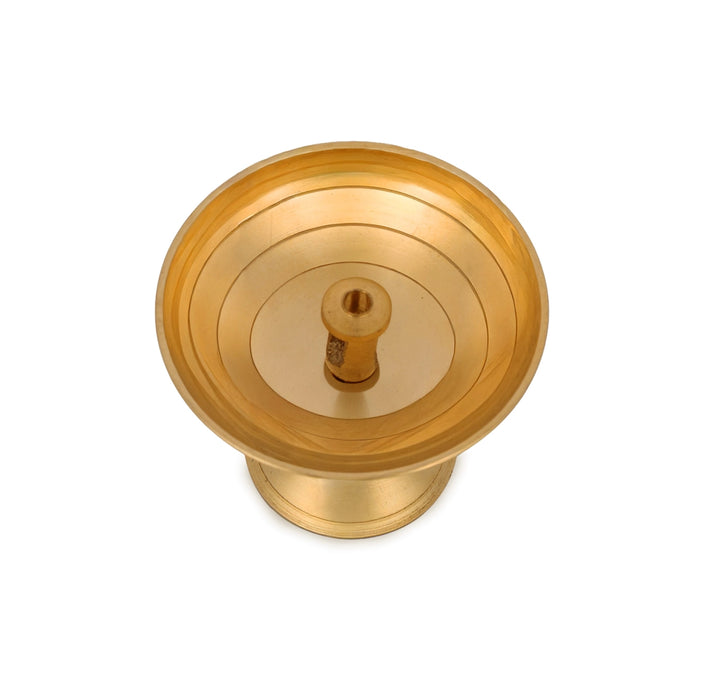 Nanda Deepam With Base - 1.5 x 1.75 Inches | Brass Lamp/ Nanda Vilakku/ Brass Pooja Diya for Home