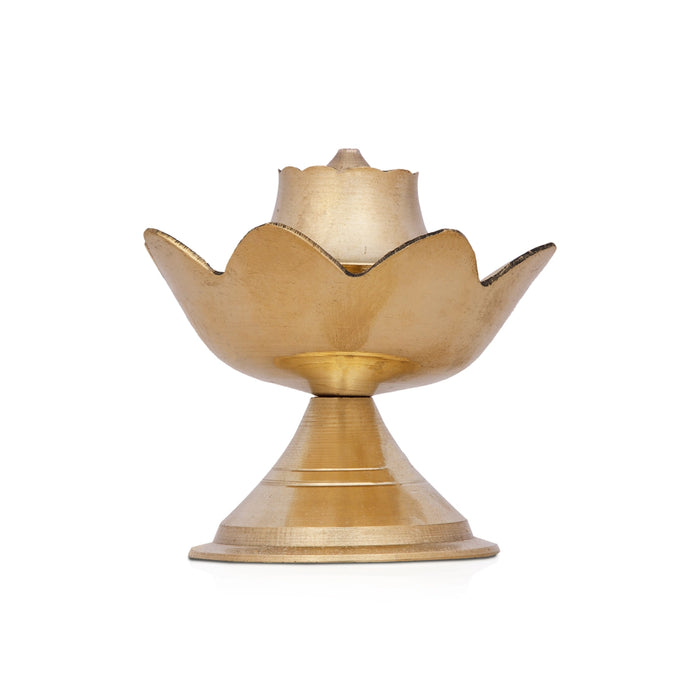 Agarbathi Stand - 2.5 x 2.5 Inches | Lotus Design Brass Incense Holder for Pooja/ 50 Gms Approx - Agarbathi Stand