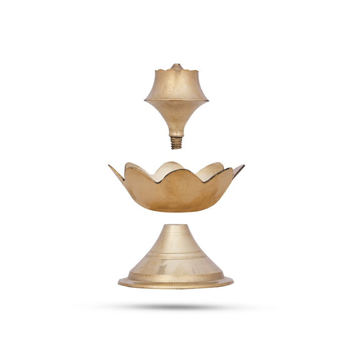 Agarbathi Stand - 2.5 x 2.5 Inches | Lotus Design Brass Incense Holder for Pooja/ 50 Gms Approx - Agarbathi Stand
