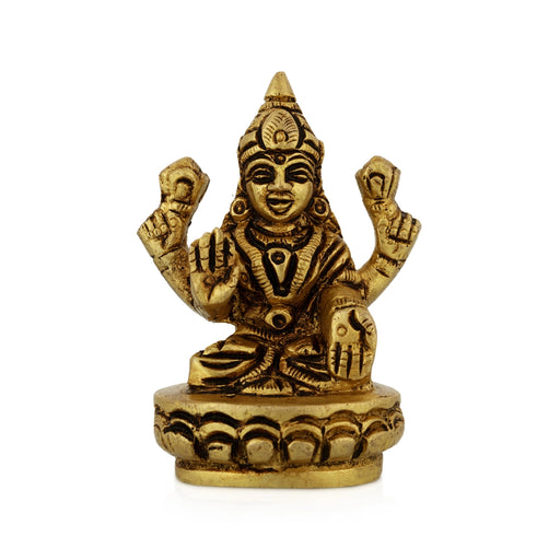 Lakshmi Sitting On Oval Base Murti - 3 x 2.5 Inches | Brass Idol / Laxmi Devi Statue for Home & Pooja - Brass Murties