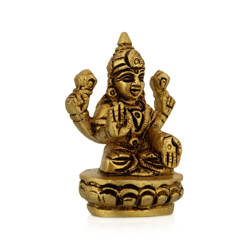 Lakshmi Sitting On Oval Base Murti - 3 x 2.5 Inches | Brass Idol / Laxmi Devi Statue for Home & Pooja - Brass Murties