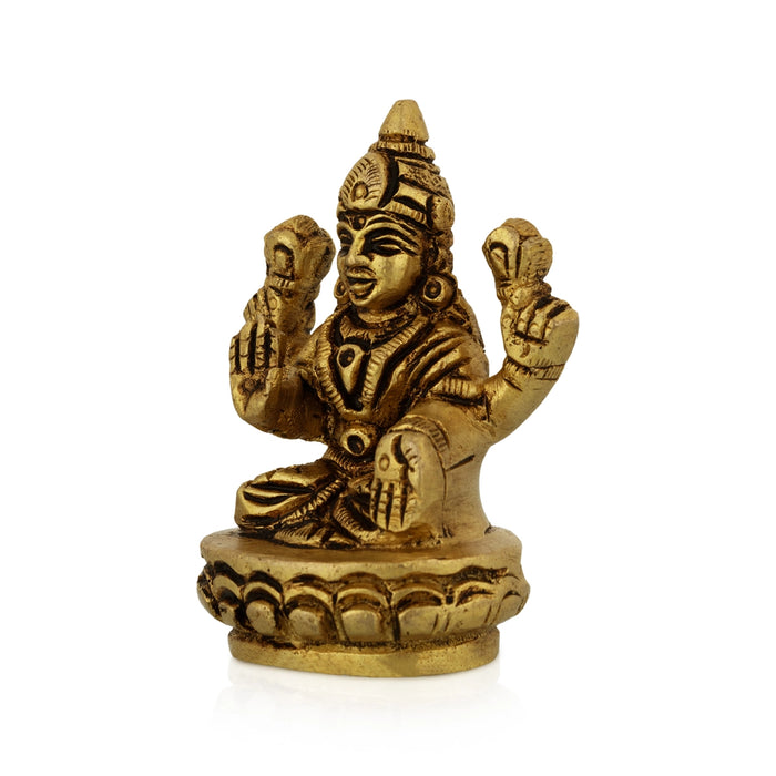 Lakshmi Sitting On Oval Base Murti - 3 x 2.5 Inches | Brass Idol / Laxmi Devi Statue for Home & Pooja - Brass Murties