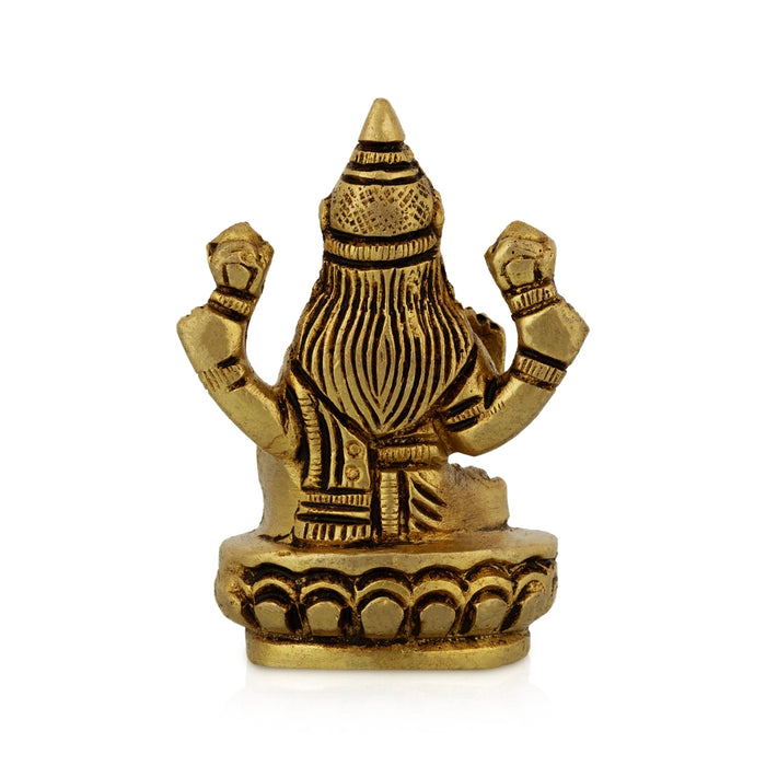 Lakshmi Sitting On Oval Base Murti - 3 x 2.5 Inches | Brass Idol / Laxmi Devi Statue for Home & Pooja - Brass Murties