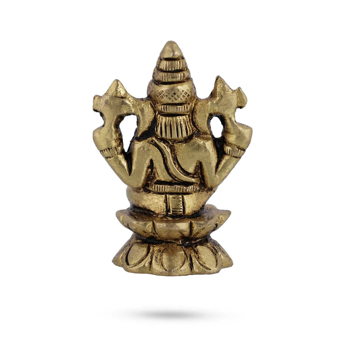 Ganesh Murti Sitting On Base - 1.75 x 1 Inches | Antique Brass Idol/ Ganpati Murti For Home Pooja - Brass Murties