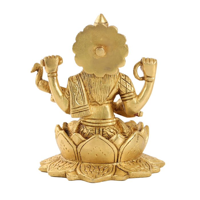 Saraswati Murti Sitting On Lotus - 5.5 x 4 Inches | Antique Brass Idol/ Saraswati Idol for Pooja/ 1.290 Kgs Approx - Brass Murties