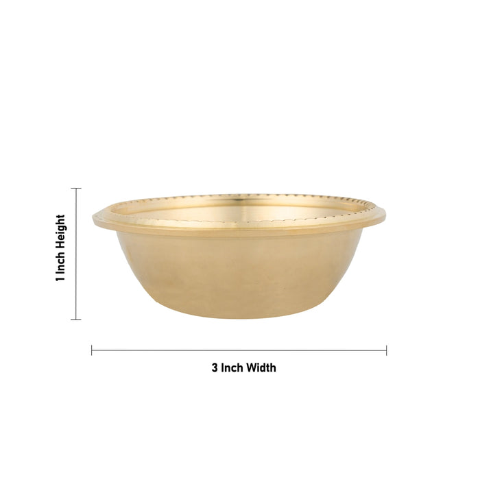 Brass Bowl - 1 x 3 Inches | Pooja Bowl/ Brass Cup for Home - Bowls