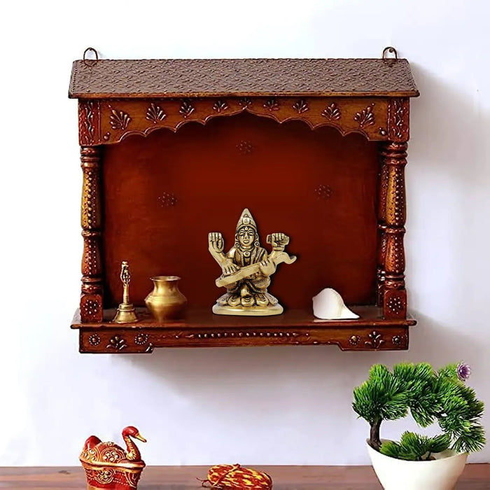 Saraswati Murti  - 2.5 x 1.5 Inches |  Antique Brass Statue/ Saraswati Idol/ Saraswati Mata Murti for Pooja - Brass Murties