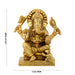 Ganesh Murti Sitting On Chowki - 4.75 x 4 Inches | Antique Brass Idol/ Ganpati Murti/ Vinayaka Statue for Pooja - Brass Murties
