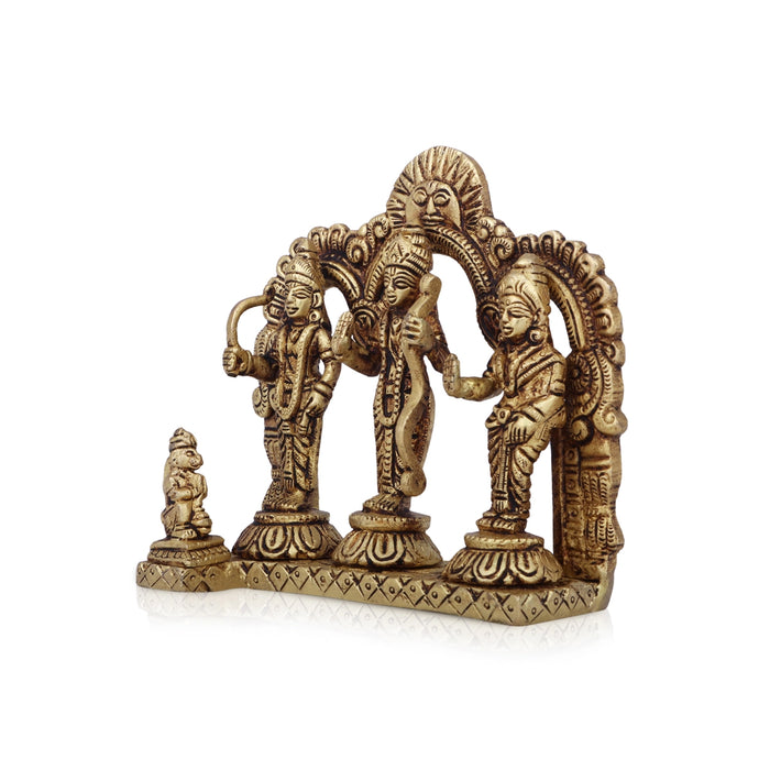 Ram Darbar Murti with Arch - 5 x 5.5 Inches | Antique Brass Idol/ Ram Darbar Idol for Pooja/ 980 Gms Approx - Brass Murties
