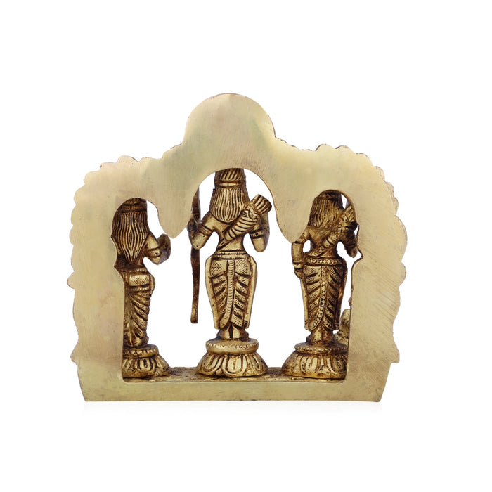 Ram Darbar Murti with Arch - 5 x 5.5 Inches | Antique Brass Idol/ Ram Darbar Idol for Pooja/ 980 Gms Approx - Brass Murties