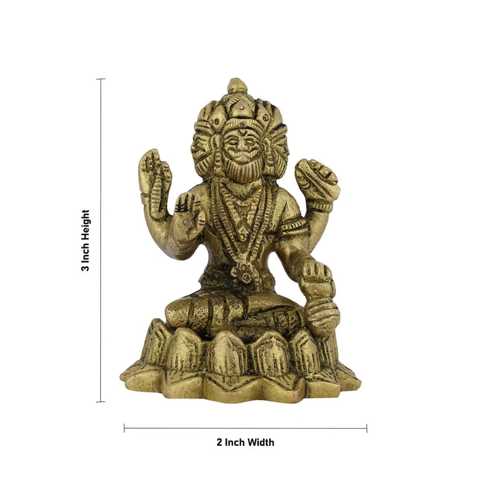 Brahma Sitting On Kamal Base Murti- 3 x 2 Inches| Antique Brass Idol/ Brahmadeva Statue/ Decor For Home & Pooja - Brass Murties
