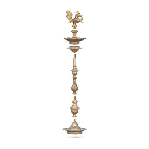 Kuthu Vilakku - 30 x 11 Inches | Annapakshi Design Brass Lamp / Brass Deepam for Pooja - Kuthuvilakku