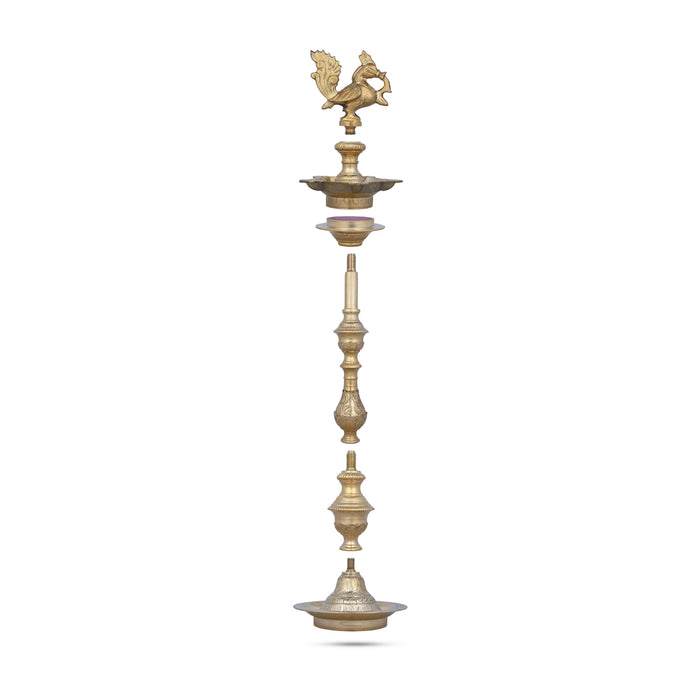 Kuthu Vilakku - 30 x 11 Inches | Annapakshi Design Brass Lamp / Brass Deepam for Pooja - Kuthuvilakku