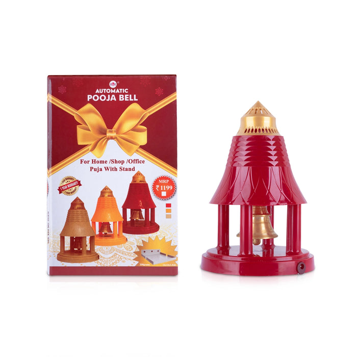 Pooja Bell - 8.5 x 5.5 Inches | Automatic Pooja Bell/ Electric Puja Bell for Home/ 385 Gms Approx