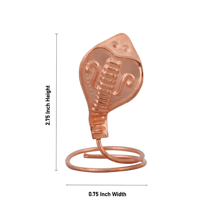Nagam Statue - 2.75 x 0.75 Inches | Copper Snake Statue/ Naag Devta Murti for Pooja - Deity Accessories