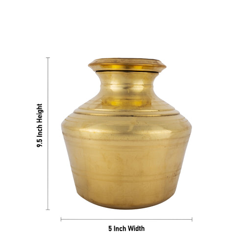 Brass Pot - 9.5 x 5 Inches | Water Pot/ Brass Kalash/ Pooja Kalash for Home - Kalash & Pooja Lota