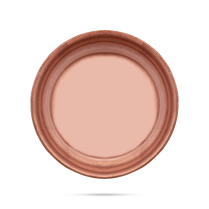 Copper Plate - 0.5 x 3 Inches | Beading Design Pooja Plate/ Thali Plate for Home & Puja Purpose - Pooja Plate & Tray