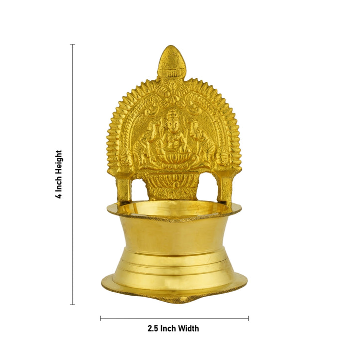 Kamakshi Deepam - 4 x 2.5 Inches | Kamatchi Vilakku/ Brass Lamp/ Kamatchi Amman Vilakku for Pooja - Deity Lamps