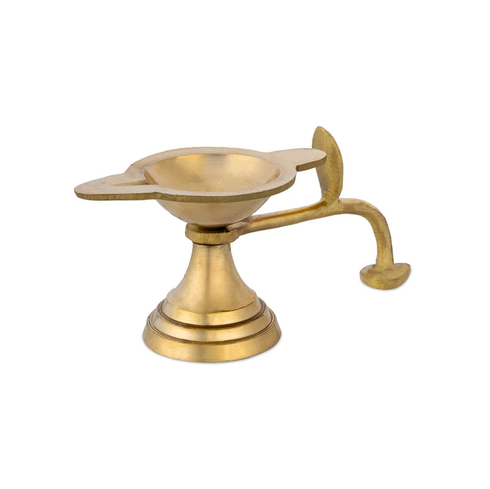 One Mukh Aarti - 2.5 x 4.5 Inches | Brass Aarti/ Kapoor Dhani/ Camphor Burner With Handle For Daily Pooja Use