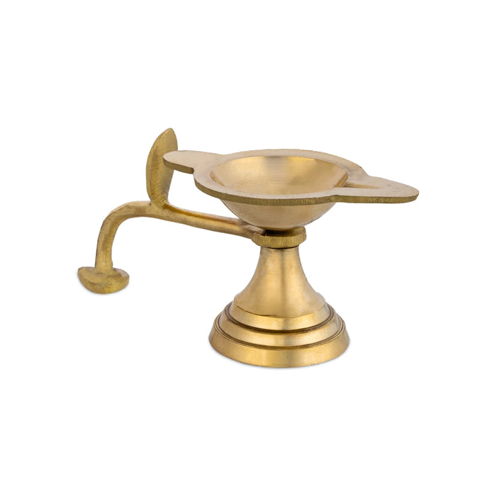 One Mukh Aarti - 2.5 x 4.5 Inches | Brass Aarti/ Kapoor Dhani/ Camphor Burner With Handle For Daily Pooja Use