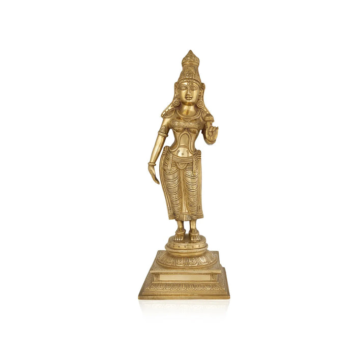 Perumal Sridevi Bhudevi Murti - 19 x 9 Inches |Antique Brass Idol/ Perumal with Sridevi Bhudevi Statue For Pooja - Brass Murties