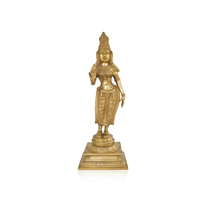 Perumal Sridevi Bhudevi Murti - 19 x 9 Inches |Antique Brass Idol/ Perumal with Sridevi Bhudevi Statue For Pooja - Brass Murties