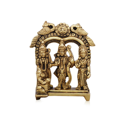 Ram Darbar Murti with Arch - 3.5 x 2.75 Inches | Antique Brass Idol/ Ram Darbar Idol for Pooja/ 300 Gms Approx - Brass Murties