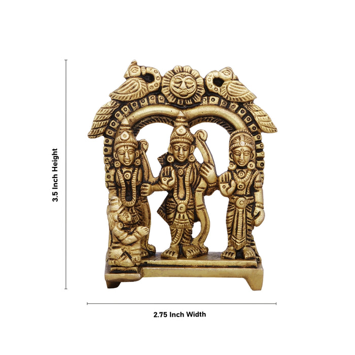 Ram Darbar Murti with Arch - 3.5 x 2.75 Inches | Antique Brass Idol/ Ram Darbar Idol for Pooja/ 300 Gms Approx - Brass Murties