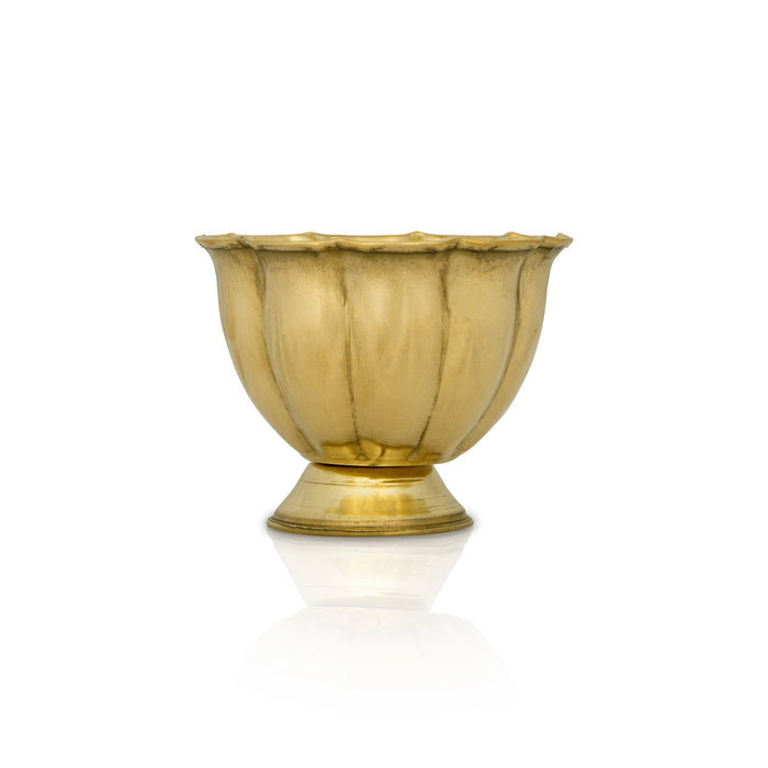 Brass Bowl With Base - 2.5 x 3 Inches | Lotus Design Brass Cup/ Pooja Bowl/ Chandan Cup for Home/ 40 Gms Approx