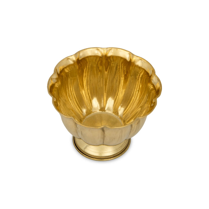 Brass Bowl With Base - 2.5 x 3 Inches | Lotus Design Brass Cup/ Pooja Bowl/ Chandan Cup for Home/ 40 Gms Approx