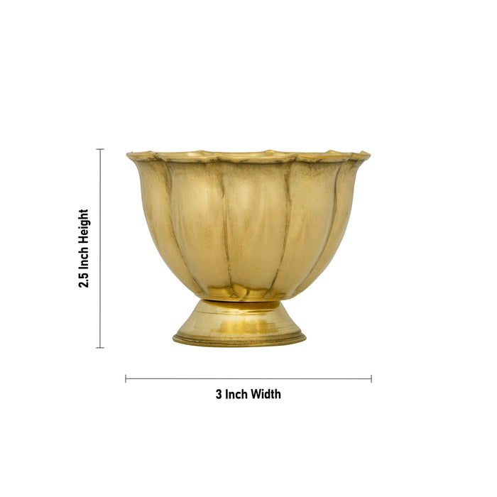 Brass Bowl With Base - 2.5 x 3 Inches | Lotus Design Brass Cup/ Pooja Bowl/ Chandan Cup for Home/ 40 Gms Approx