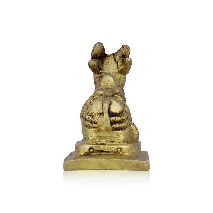 Nandi Statue With Base - 2 x 2 Inches | Antique Brass Idol/ Nandi Murti/ Nandi Idol for Pooja - Brass Murties