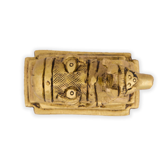 Nandi Statue with Base - 2.5 x 2.5 Inches | Antique Brass Statue/ Nandi Murti for Pooja/ 300 Gms Approx - Brass Murties