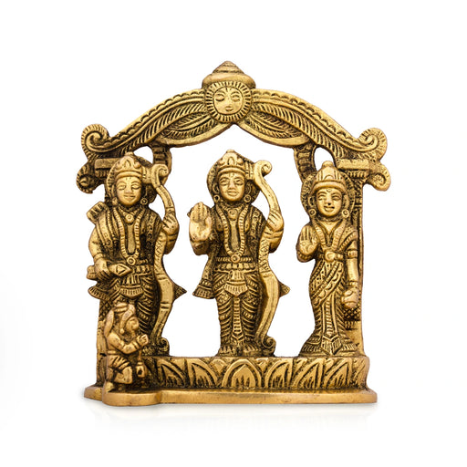 Ramar Statue With Arch - 5.5 x 4.5 Inches | Sita Ram Laxman Hanuman/ Antique Brass Idol for Pooja/ 780 Approx - Brass Murties