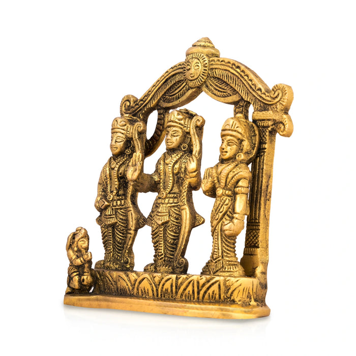Ramar Statue With Arch - 5.5 x 4.5 Inches | Sita Ram Laxman Hanuman/ Antique Brass Idol for Pooja/ 780 Approx - Brass Murties