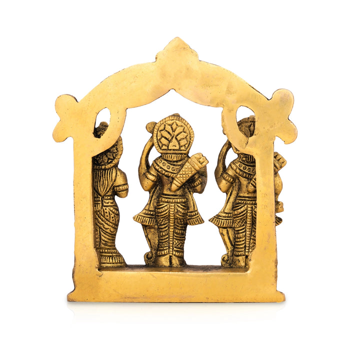 Ramar Statue With Arch - 5.5 x 4.5 Inches | Sita Ram Laxman Hanuman/ Antique Brass Idol for Pooja/ 780 Approx - Brass Murties