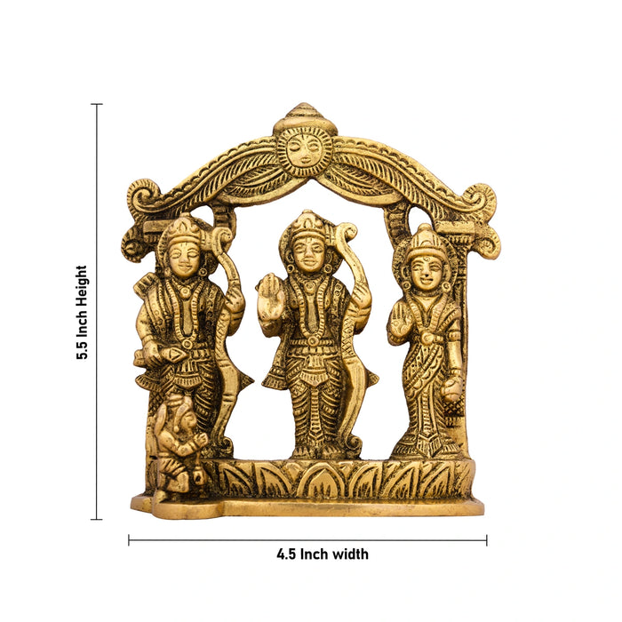 Ramar Statue With Arch - 5.5 x 4.5 Inches | Sita Ram Laxman Hanuman/ Antique Brass Idol for Pooja/ 780 Approx - Brass Murties