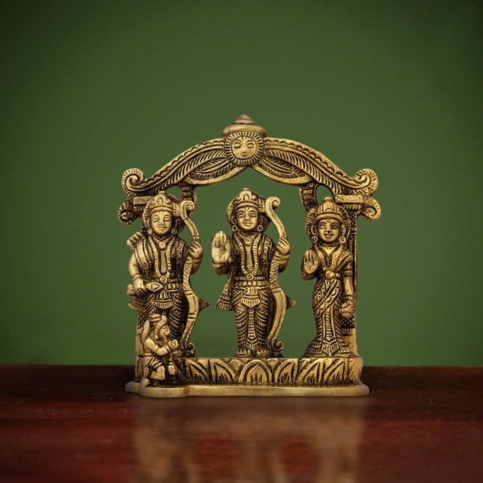 Ramar Statue With Arch - 5.5 x 4.5 Inches | Sita Ram Laxman Hanuman/ Antique Brass Idol for Pooja/ 780 Approx - Brass Murties