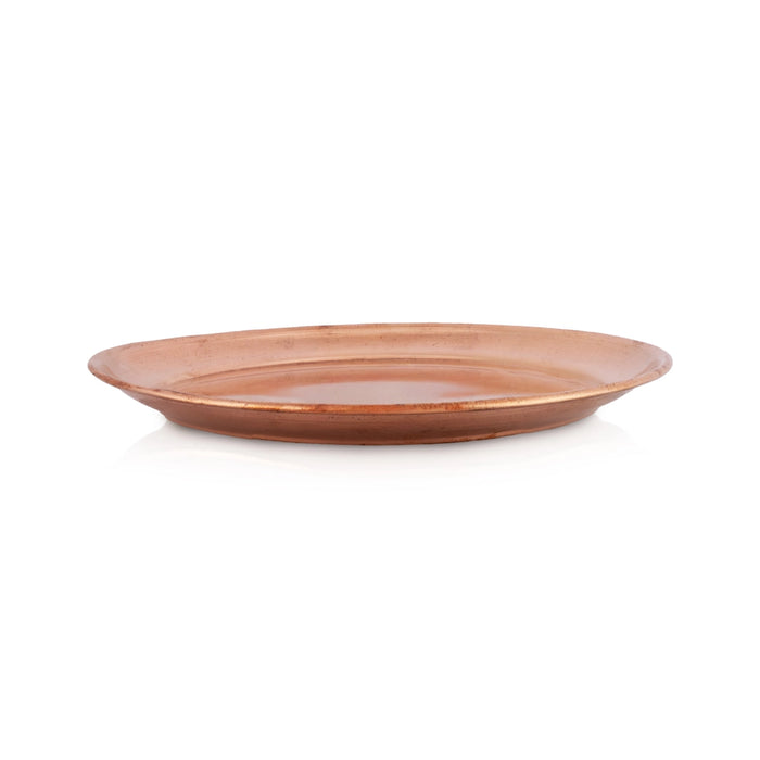 Copper Plate - 6.5 Inches | Halwa Beading Design Thali Plate/ Pooja Plate/ Pooja Thali For Traditional Pooja - Pooja Plate & Tray
