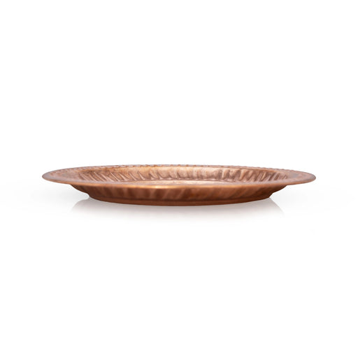 Copper Plate - 5.5 Inches | Beading Design Pooja Plate/ Pooja Thali Plate/ Small Plate For Ritual Use - Pooja Plate & Tray
