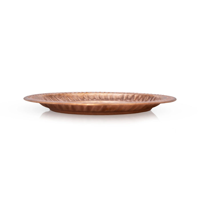 Copper Plate - 5.5 Inches | Beading Design Pooja Plate/ Pooja Thali Plate/ Small Plate For Ritual Use - Pooja Plate & Tray