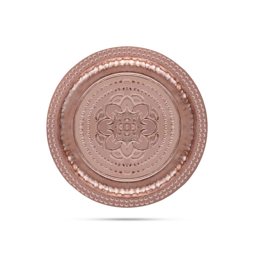 Copper Plate - 0.5 X 6.25 Inches | Beading Design Pooja Plate/ Pooja Thali Plate/ Small Plate For Ritual Use - Pooja Plate & Tray