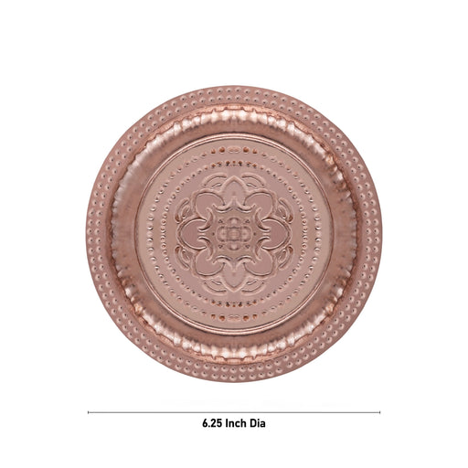 Copper Plate - 0.5 X 6.25 Inches | Beading Design Pooja Plate/ Pooja Thali Plate/ Small Plate For Ritual Use - Pooja Plate & Tray